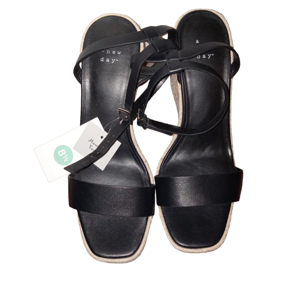 A New Day Wedge Sandals Black sz 8.5